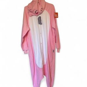 Pink & White Pig Onesie Pajama